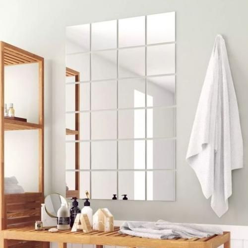 SILVER - 12 pcs de miroir carré de décoration