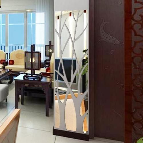 SILVER - Miroir moderne arbre de décoration argenté 120*50