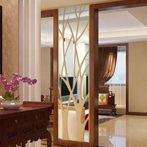 SILVER - Miroir moderne arbre de décoration argenté 120*50