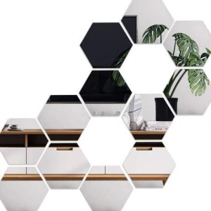 10pcs de miroir hexagonal de décoration argenté 11/10.5