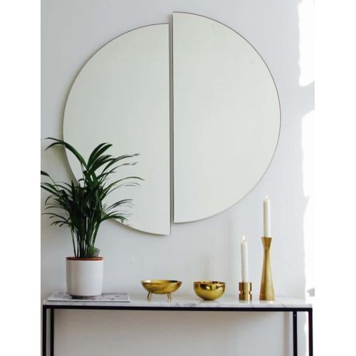 Miroir Rond Demi-lune Décoratif Deux Pièces Cercle Miroir Design