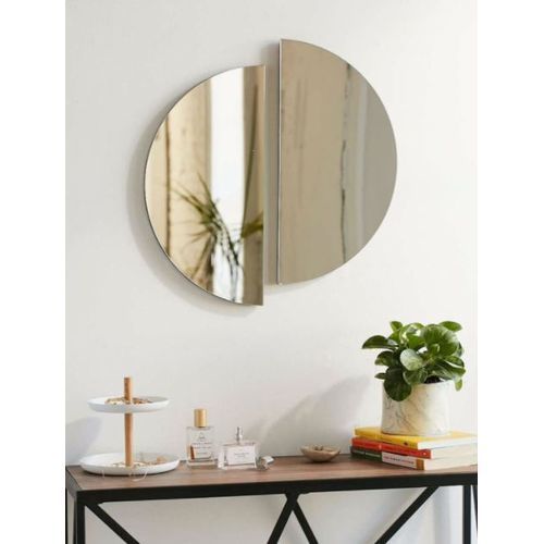 Miroir Rond Demi-lune Décoratif Deux Pièces Cercle Miroir Design