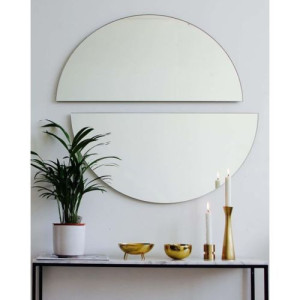 Miroir Rond Demi-lune Décoratif Deux Pièces Cercle Miroir Design