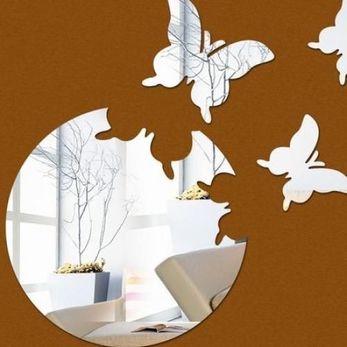 Miroir Cercle 3 Papillon Argente