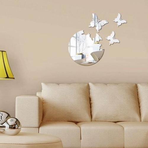 Miroir Cercle 3 Papillon Argente