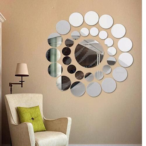 31 Pcs de Miroir Cercle de Decoration 3D