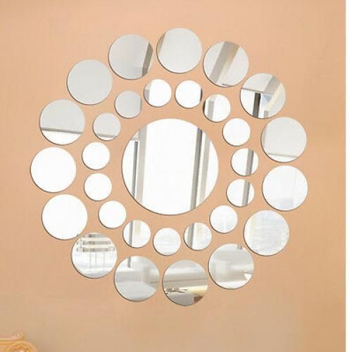 31 Pcs de Miroir Cercle de Decoration 3D