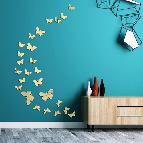 10 pièces  PAPILLONS de décoration 3D miroir d'or