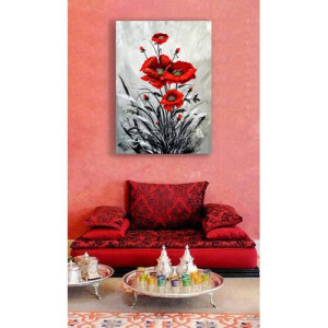 Tableau décoratif fleurs rouge