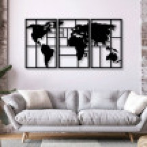 لوحة جدارية على شكل خريطة العالم من الخشب
