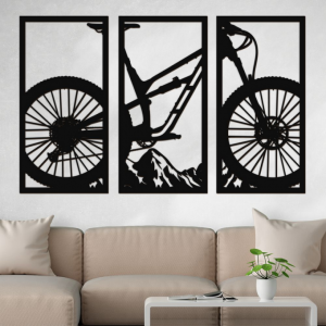 لوحة جدارية على شكل دراجة هوائية من الخشب
