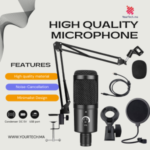 Kit micro USB/ microphone condensateur, bras ciseaux rglable - Voix studio clear