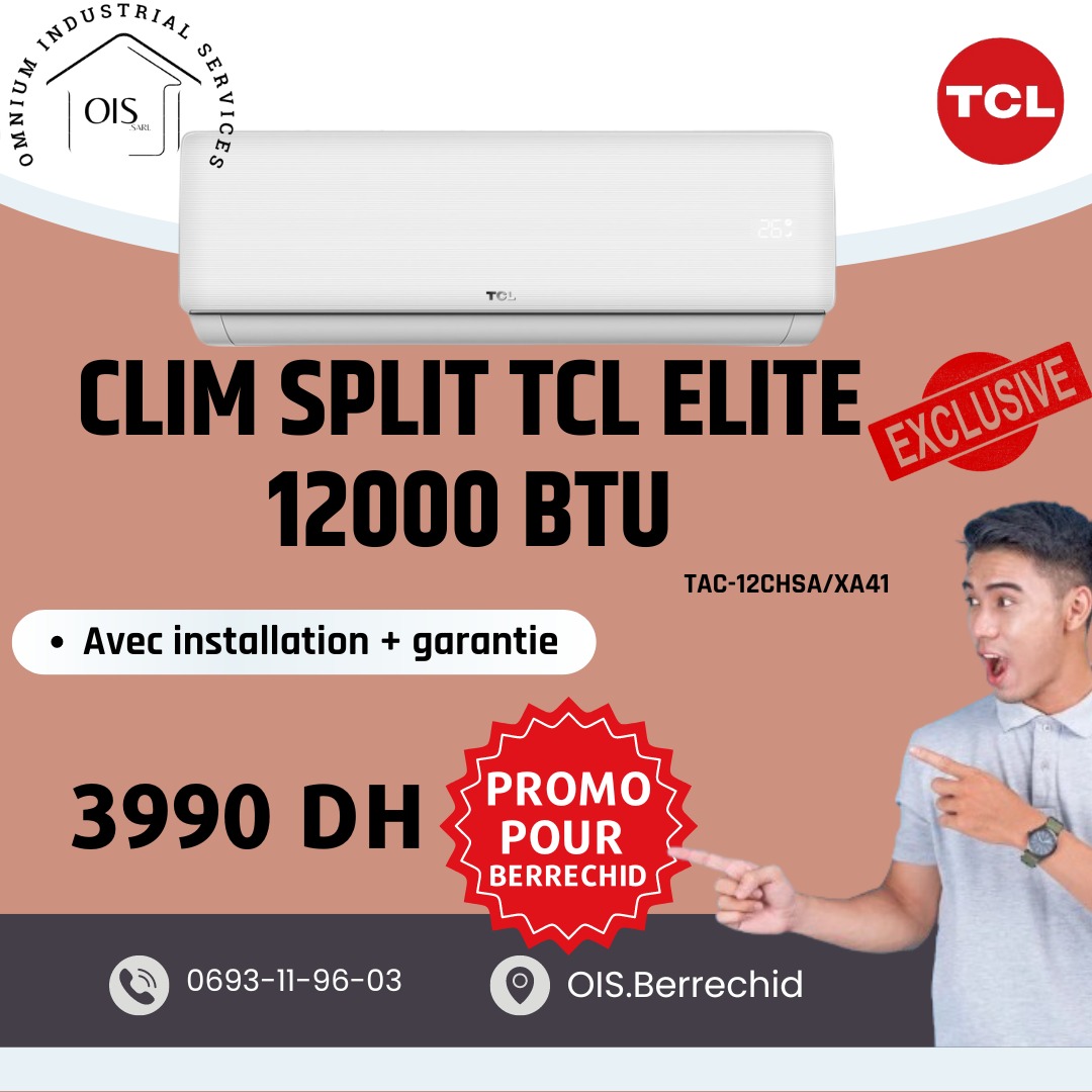 CLIMATISEUR TCL ELITE SPLIT 12OOO BTU