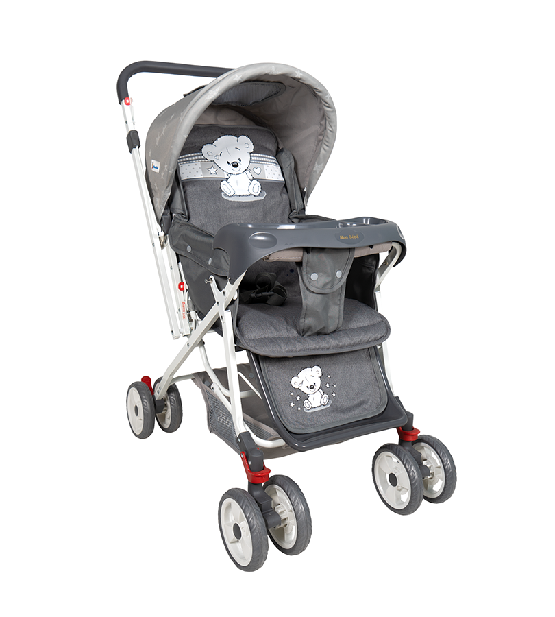 POUSSETTE RÉVERSIBLE GRIS – MON BÉBÉ