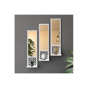 Etager Blanc avec Miroir mural  long marocain design - set de 3 miroir