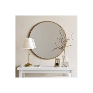 Miroir  Maron rond avec cadre en Bois, design moderne (52\52 cm)