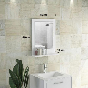 miroir mural décoratif avec étagère-Miroirs de salle de bains en bois,