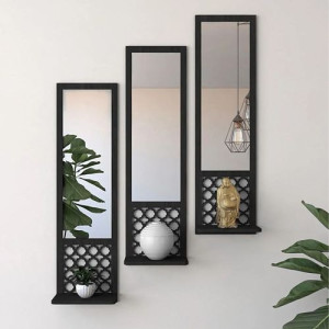 set de 3 miroir  avec cadre Noir Miroir mural long marocain design