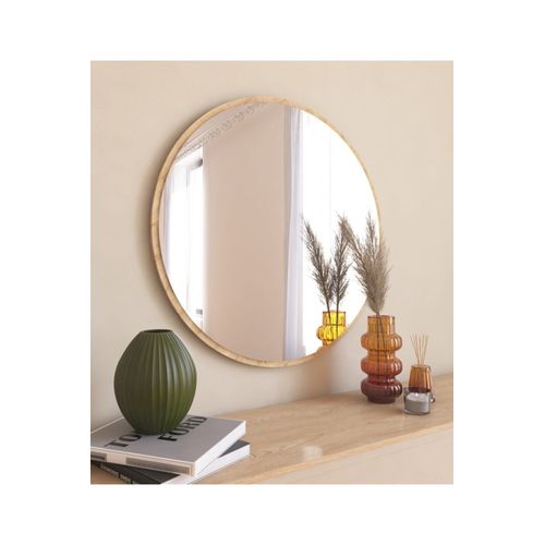 Cercle encadré miroir de vanité de chambre à coucher(52-52cmnoir)