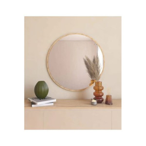 Cercle encadré miroir de vanité de chambre à coucher(52-52cmnoir)