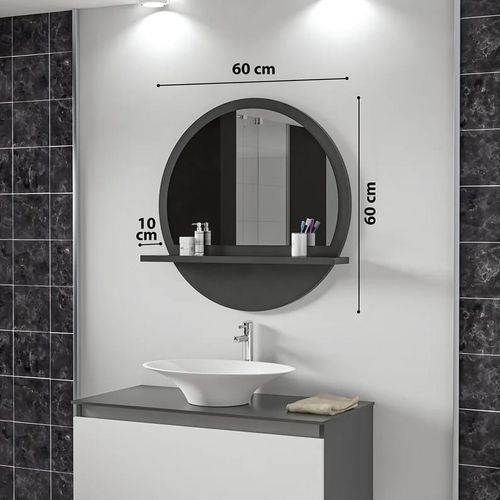 Miroir  de salle de bain moderne avec étagères 60-60cm