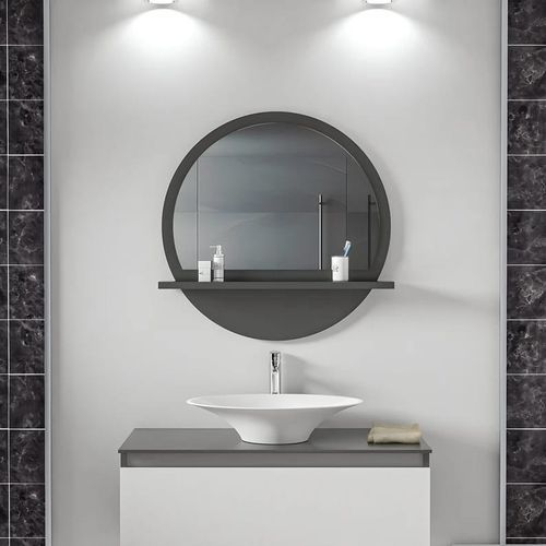 Miroir  de salle de bain moderne avec étagères 60-60cm