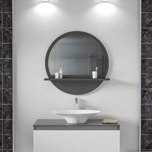 Miroir  de salle de bain moderne avec étagères 60-60cm