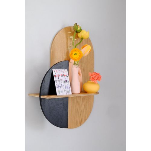 Etagère murale design ovale avec rangement caché