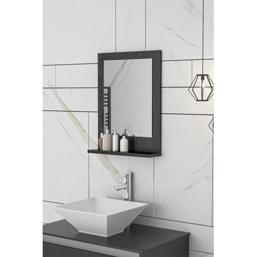 miroir mural décoratif avec étagère-Miroirs de salle de bains en Aluminium