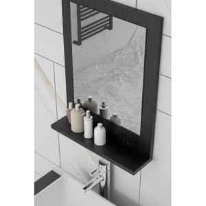 miroir mural décoratif avec étagère-Miroirs de salle de bains en Aluminium