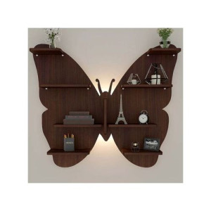 Étagère murale en bois en forme de papillon-Marron