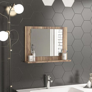 Grand miroir de salle de bain et étagère décorative de luxe blanc miroir Crem