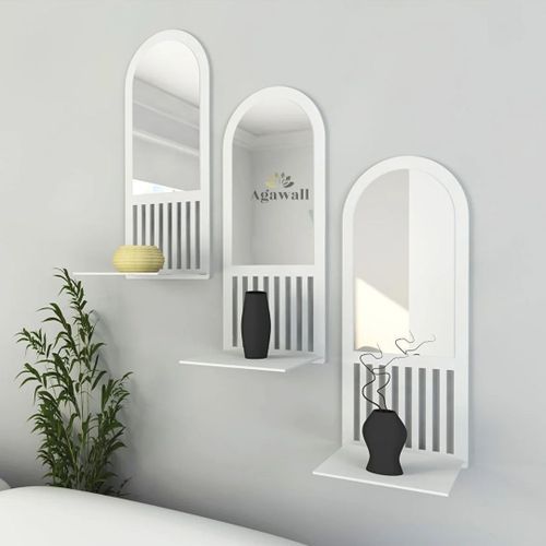 3 miroir ovale avec étager design modern en BLANC