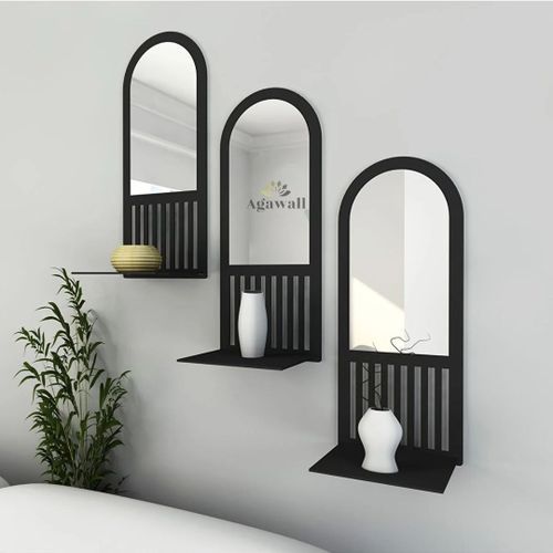 set 3 miroir ovale avec étager design modern en Noir//60-20