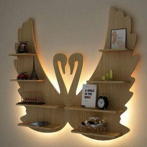 Étagère de rangement en bois, support mural pour livre