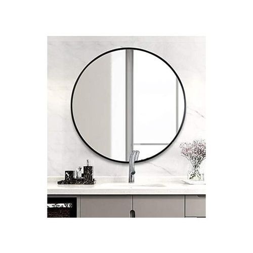 Miroir rond avec cadre en bois, design moderne (60-60cmnoir)