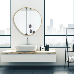 60cm-60 Miroir cadre doré circulaire  asymétrique