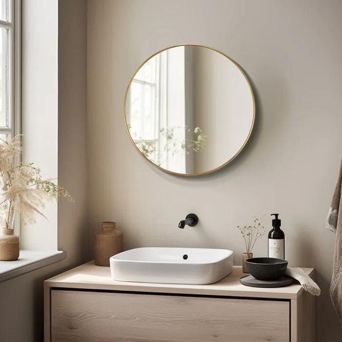 Miroir rond avec cadre doré 60 cm-60style moderne