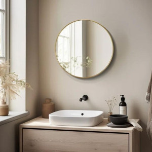 Miroir rond avec cadre doré 60 cm-60style moderne