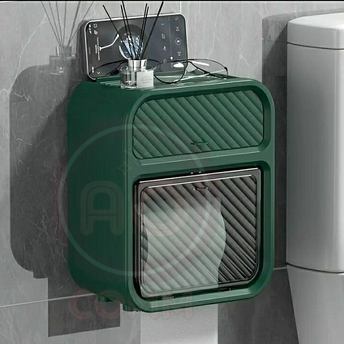 Porte-Papier Toilette Mural Facile à Installer avec Étagère de Rangement - Étanche, Sans Perçage, Distributeur de Papier Toilette et Porte-Serviette pour Salle de Bain