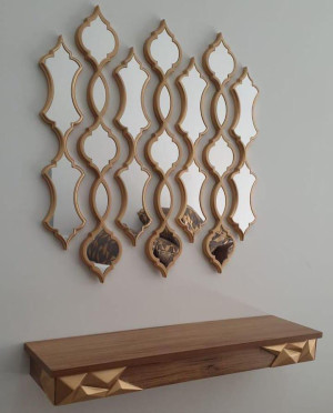 7pcs miroir flûte avec cadre en bois doré et argenté