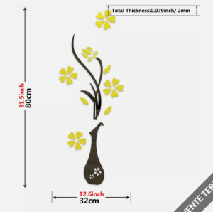 Décoration murale en forme de vase noir et jaune