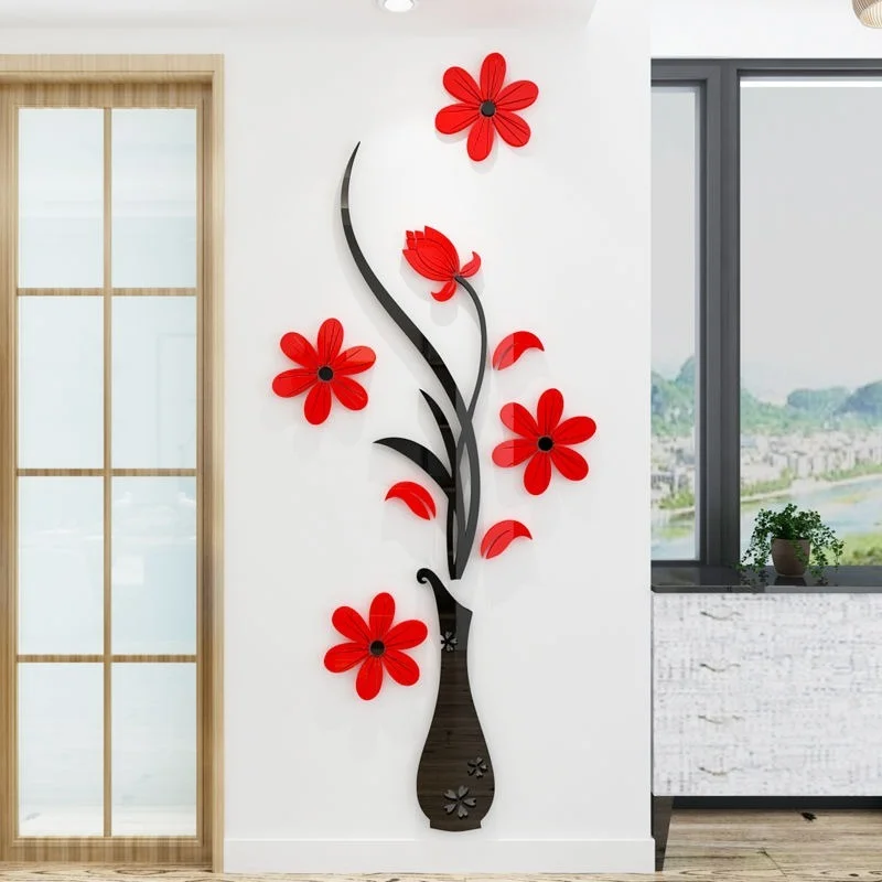 Décoration murale en forme de vase noir et rouge