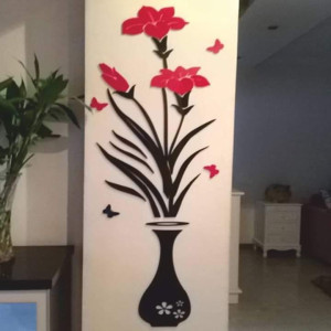 Décoration murale en forme de vase noir et rouge