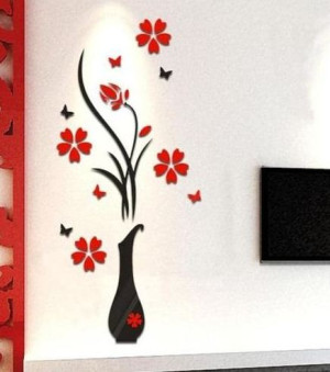 Décoration murale en forme de vase noir et rouge