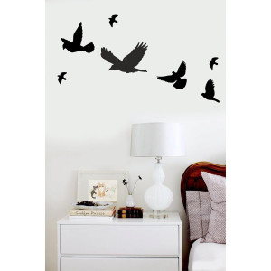 7 pièces en bois oiseaux mur Art décoration animaux maison bureau salon chambre noir luxe moderne Styles nordiques