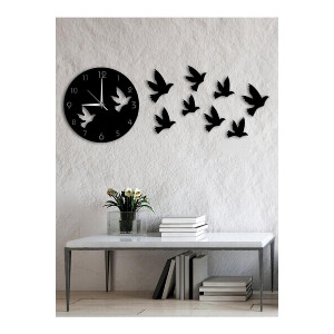 montre mur décoratif en bois moderne avec motif d'oiseau