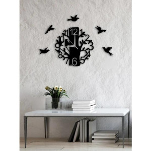 Horloge murale décorative moderne en bois MDF avec décoration murale Design oiseau et arbre pour ornements muraux de salon