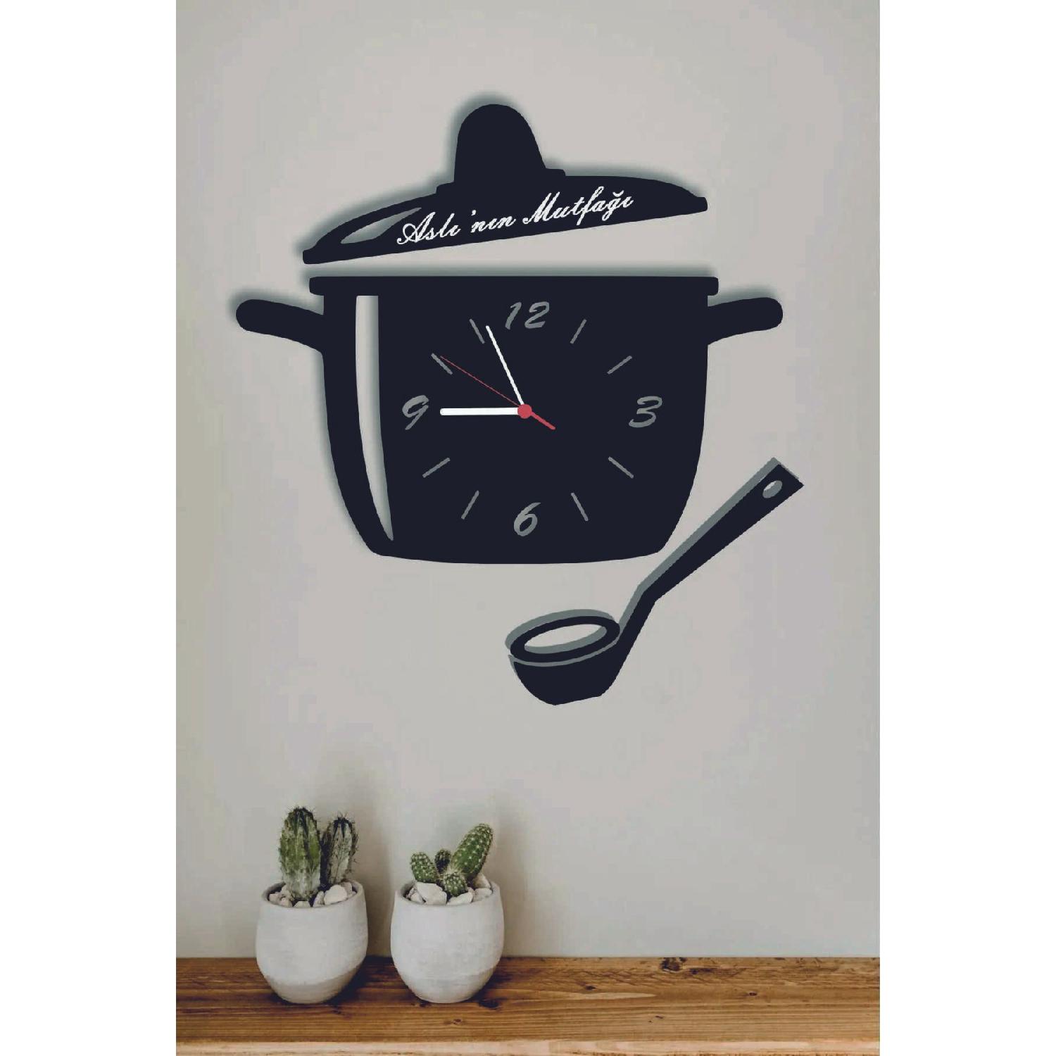 Horloge murale de cuisine avec modèle de cache-Pot, le nom peut être écrit, horloge de cuisine