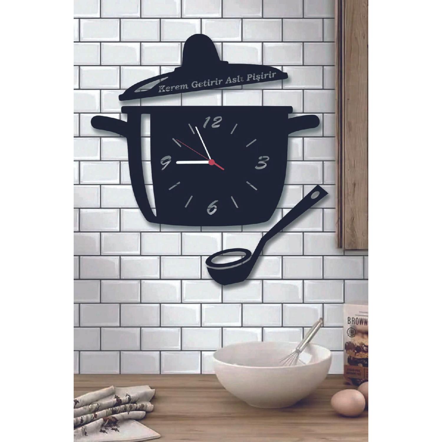 Horloge murale de cuisine avec modèle de cache-Pot, le nom peut être écrit, horloge de cuisine